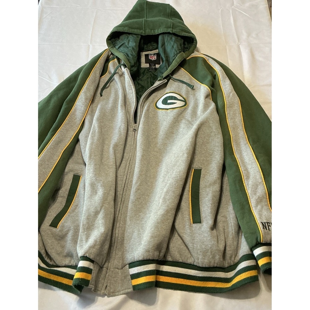 Packers Full Zip Hoodie Jacket Mens 6XL 6X Big Tall Green Gray